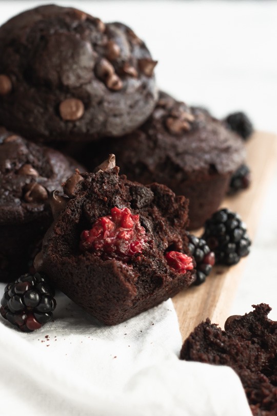 Double Chocolate Blackberry Muffins