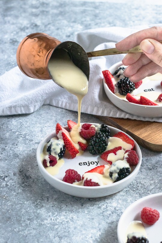 Crème Anglaise is a classic creamy custard sauce, lightly sweet and perfect for pouring over any dessert or fruit. || Good Things Baking Co. #cremeanglaise #custard #dessertrecipe #pudding