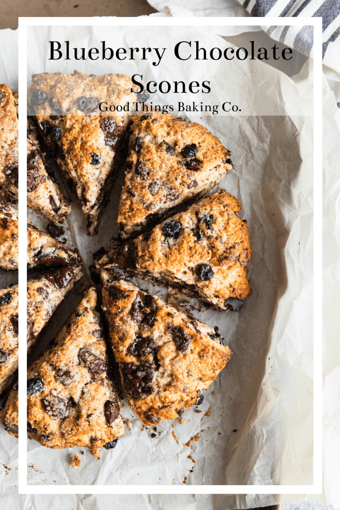 Blueberry Chocolate Scones wedges baked to golden brown perfection