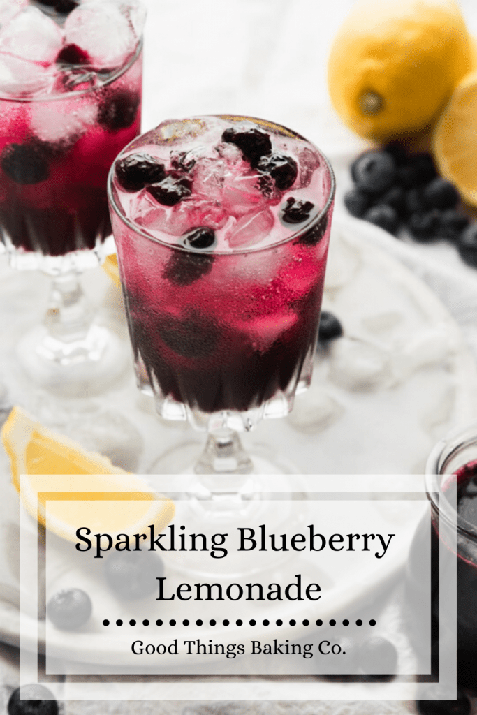 Pinterest graphic for Sparkling Blueberry Lemonade