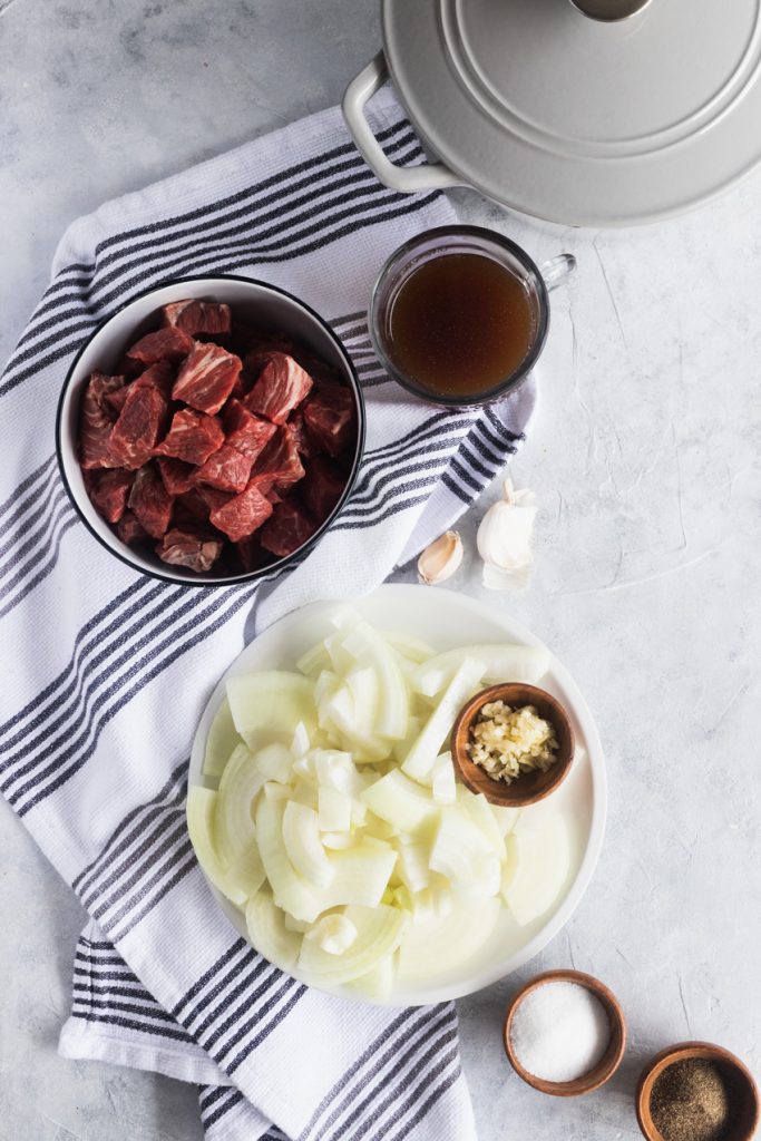 Ingredients for French Onion steak filling