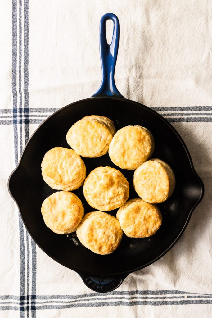 This recipe for sourdough biscuits bakes up beautifully in cast iron.