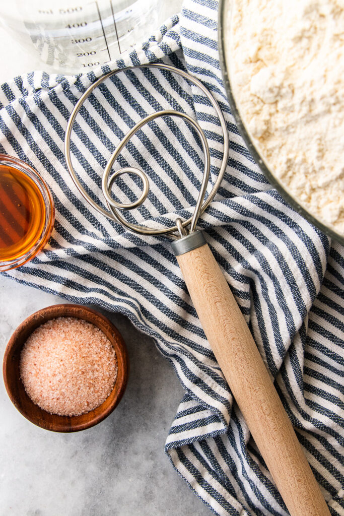 A danish dough whisk is a tool used to mix bread dough quickly and efficiently.