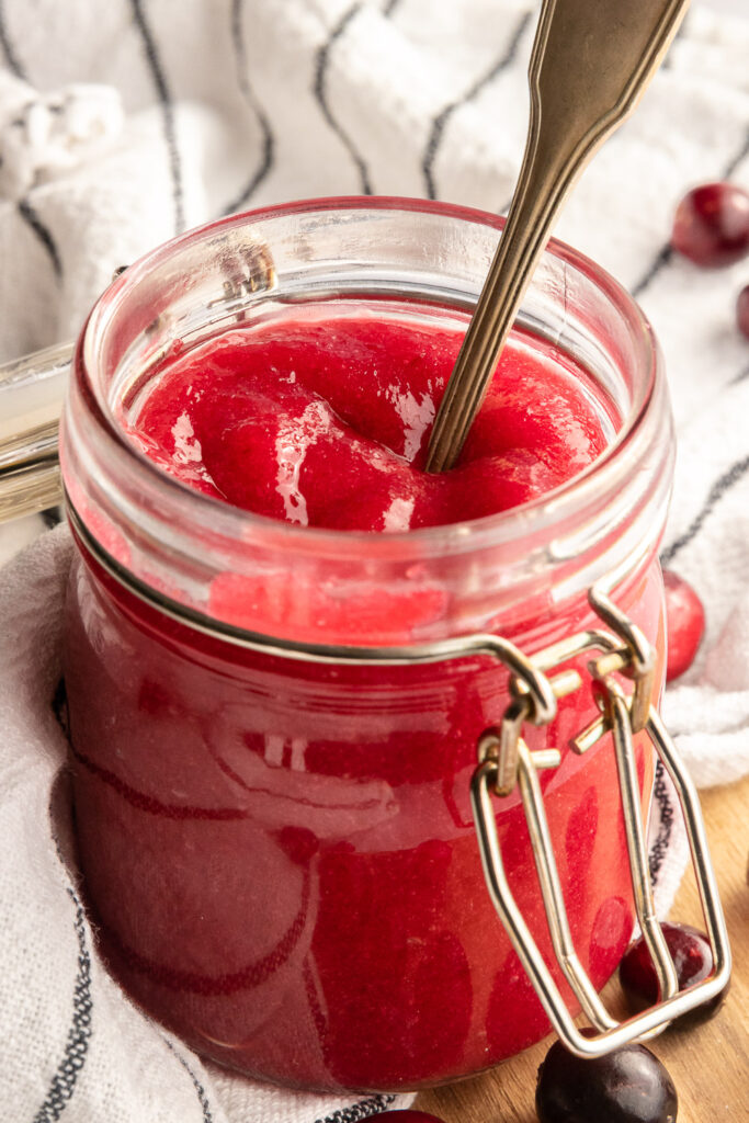 A jar of cranberry curd.