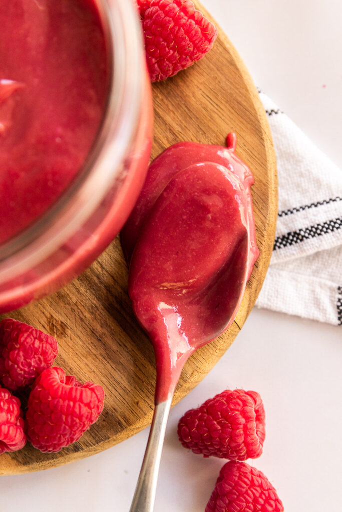 A spoonful of raspberry curd.
