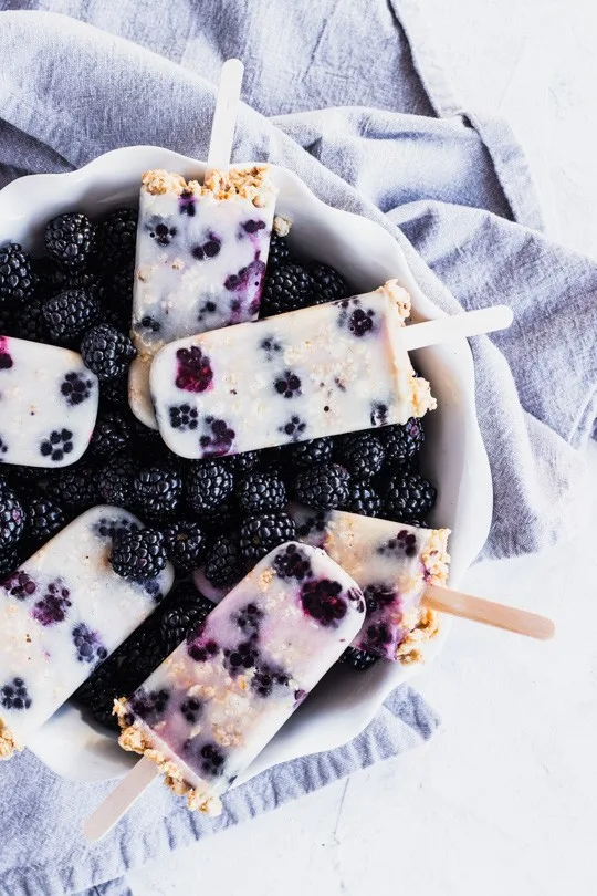 Blackberry Granola Popsicles