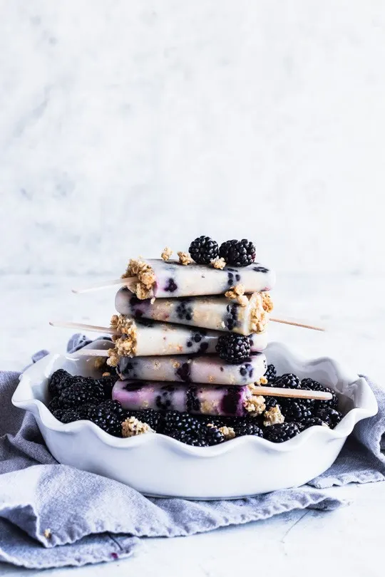 Blackberry Granola Popsicles