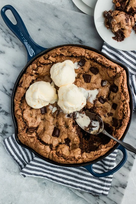 Toffee Chocolate Chunk Skillet Cookie