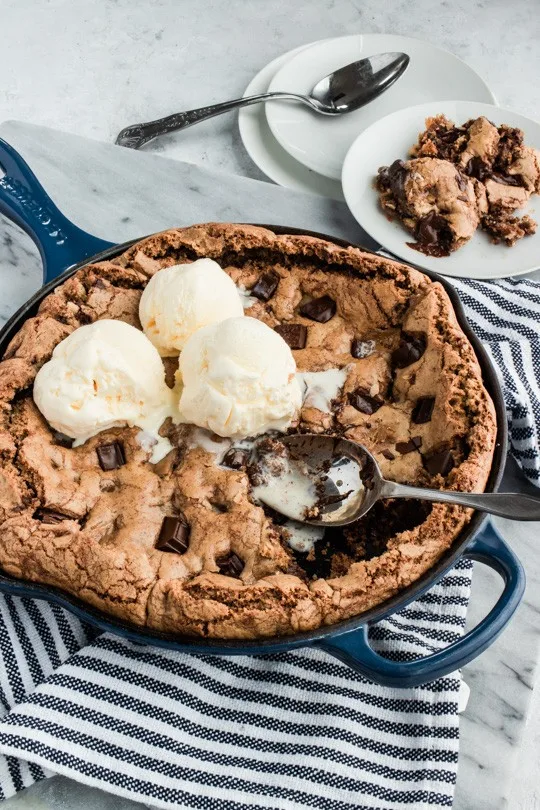 Double chocolate chip skillet cookie recipe