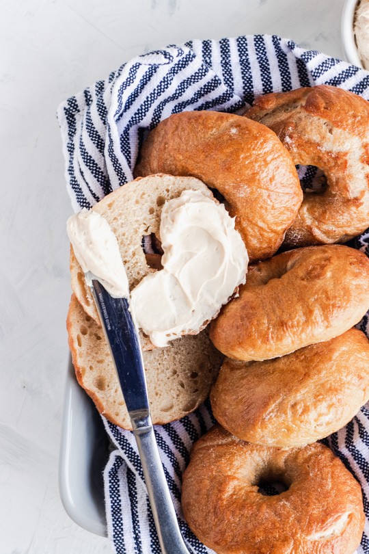 Sourdough Bagels with Brown Sugar Cream Cheese
