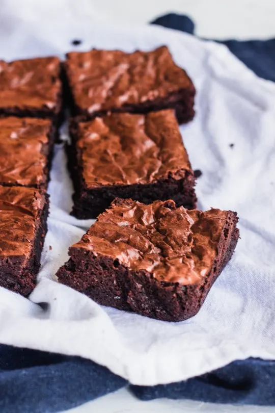 Closeup of brownies on a table