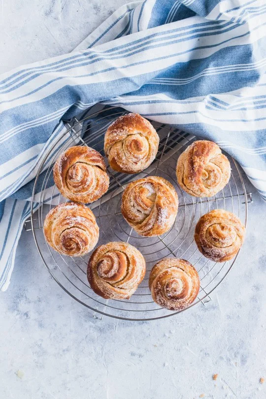 Cruffins on a wire rack