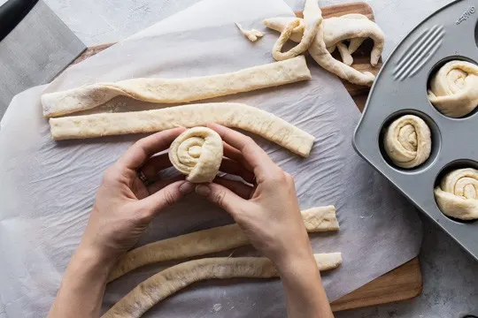 folding cruffin dough by hand