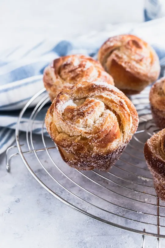 Finished cruffins cooling on wire rack