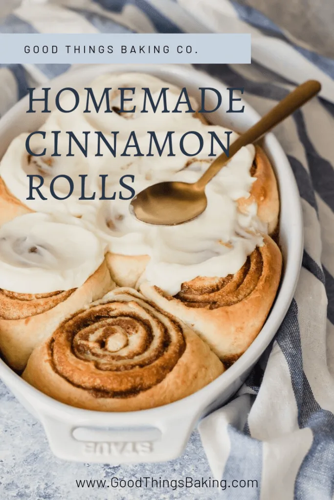 They're light, fluffy, and incredibly soft with a perfectly sweet, spicy, and buttery filling. These homemade cinnamon rolls really are the best! || Good Things Baking Co. #goodthingsbaking #cinnamonrolls #brunchrecipes #sweetrolls #breakfastideas #holidaybaking #holidaybreakfast 
