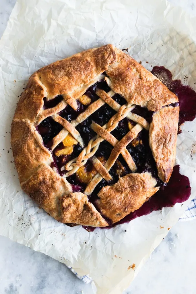 Blueberry Peach Galette with a Lattice Top