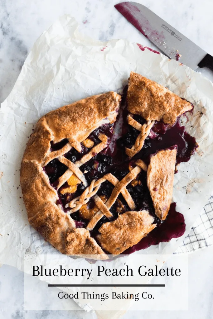 A Slice of Blueberry Peach Galette with a Lattice Top
