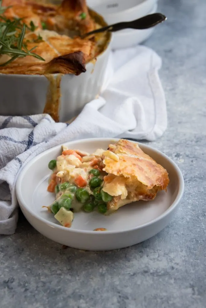 Puff Pastry Chicken Pot Pie on a plate