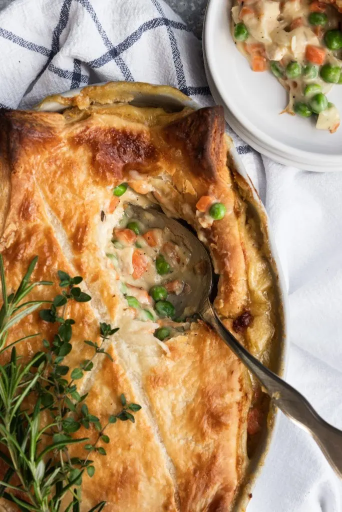 A close up of Puff Pastry Chicken Pot Pie
