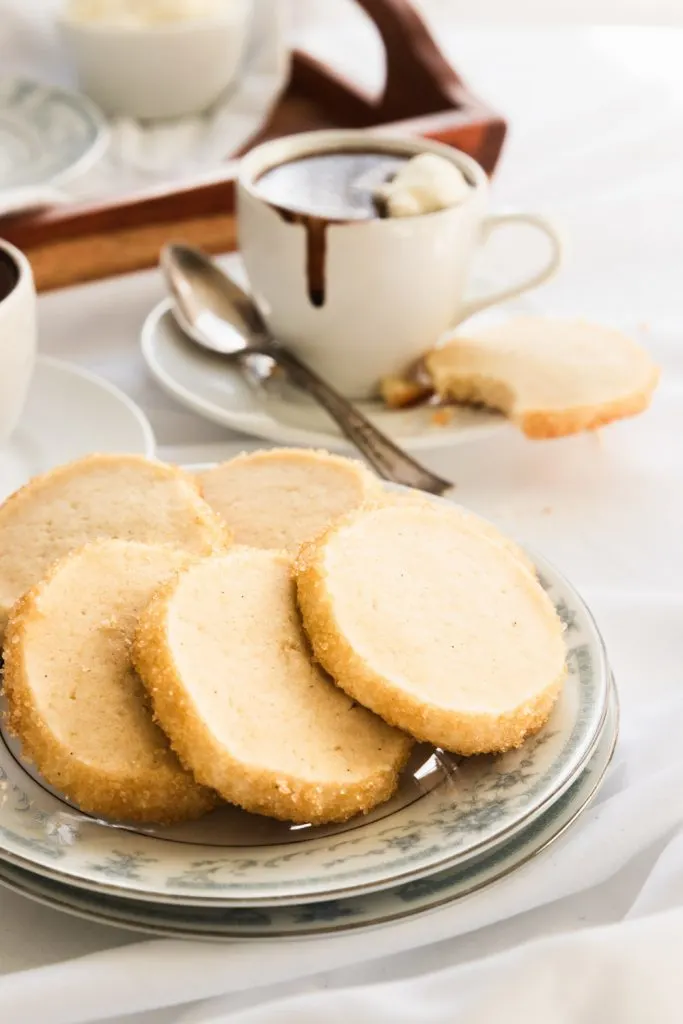 A plate of vanilla sable cookies