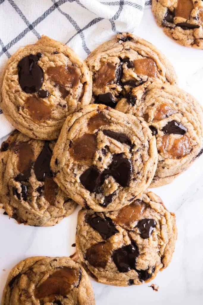 Browned Butter Chocolate Chip Cookies with melty puddles of chocolate