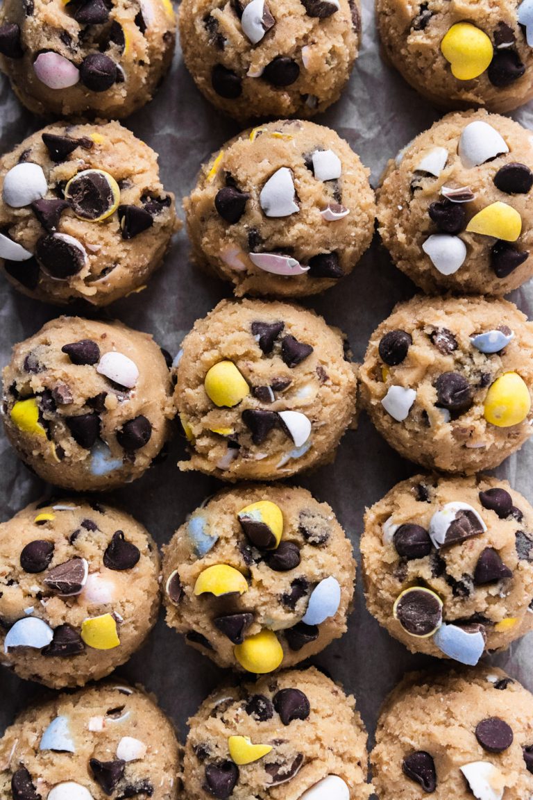 Scooped cookie cough with Cadbury easter eggs
