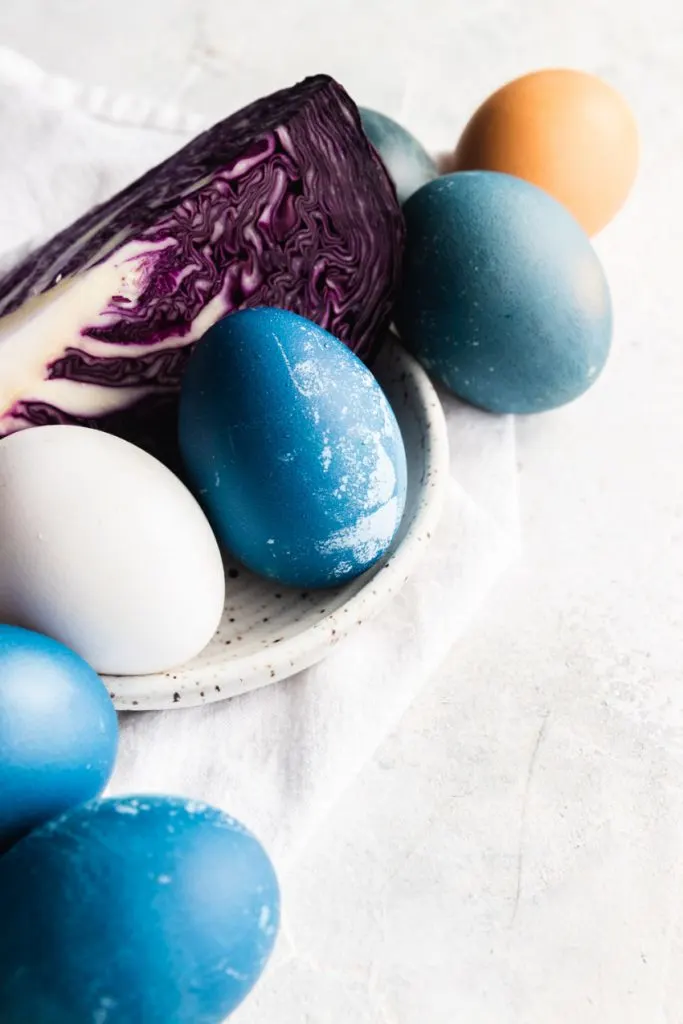 Blue Easter Eggs dyed with red cabbage