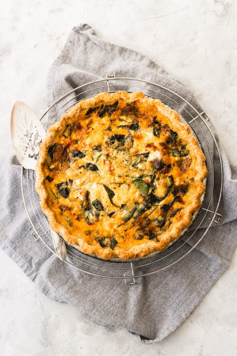 Sun Dried Tomato, Spinach, and Gouda Quiche - Good Things Baking Co