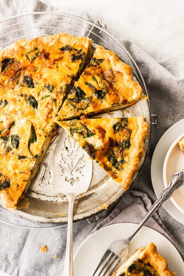Sun Dried Tomato, Spinach, and Gouda Quiche