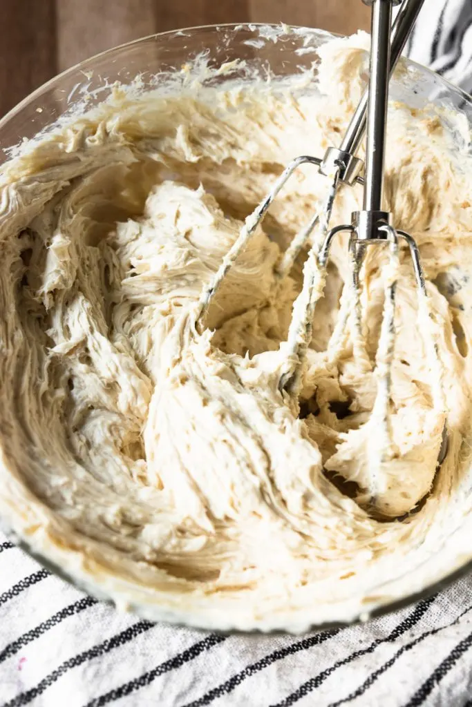 The cream cheese spread should be completely smooth and not have any lumps.