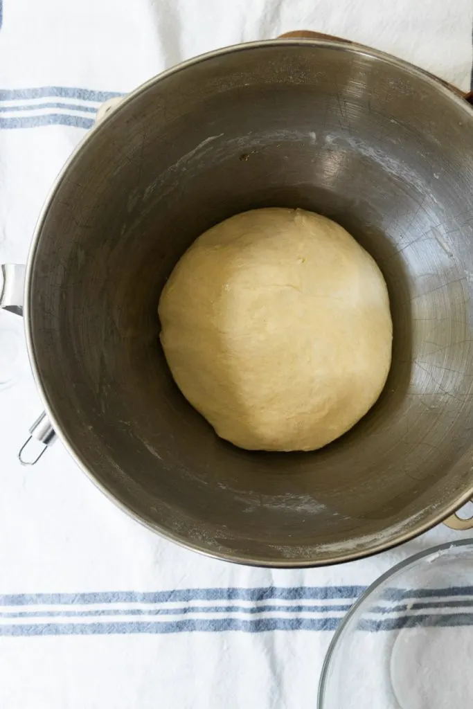 The kneaded dough, oiled and ready for it's first rise.