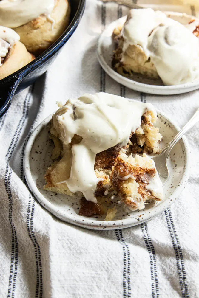 Sourdough Cinnamon Rolls with thick creamy frosting