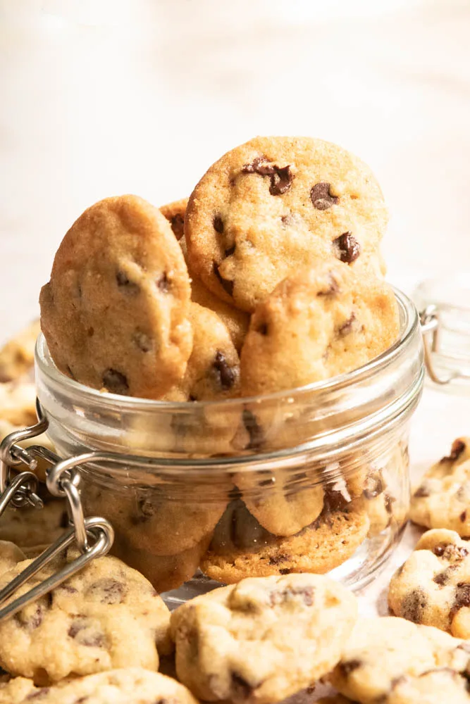 Mini cookies in a jar.